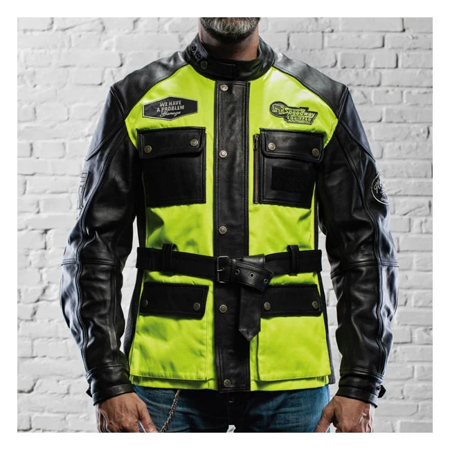 Holy Freedom Freedom Quattro Vision leather jacket black/fluo yellow
