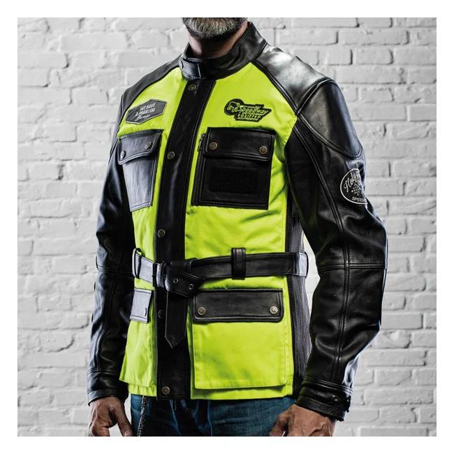 Holy Freedom Freedom Quattro Vision leather jacket black/fluo yellow