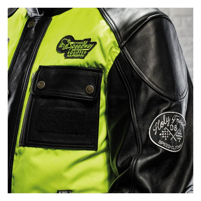 Holy Freedom Freedom Quattro Vision leather jacket black/fluo yellow