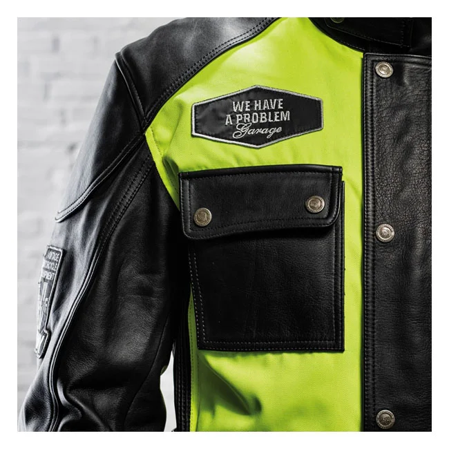 Holy Freedom Freedom Quattro Vision leather jacket black/fluo yellow