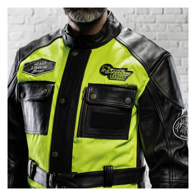 Holy Freedom Freedom Quattro Vision leather jacket black/fluo yellow
