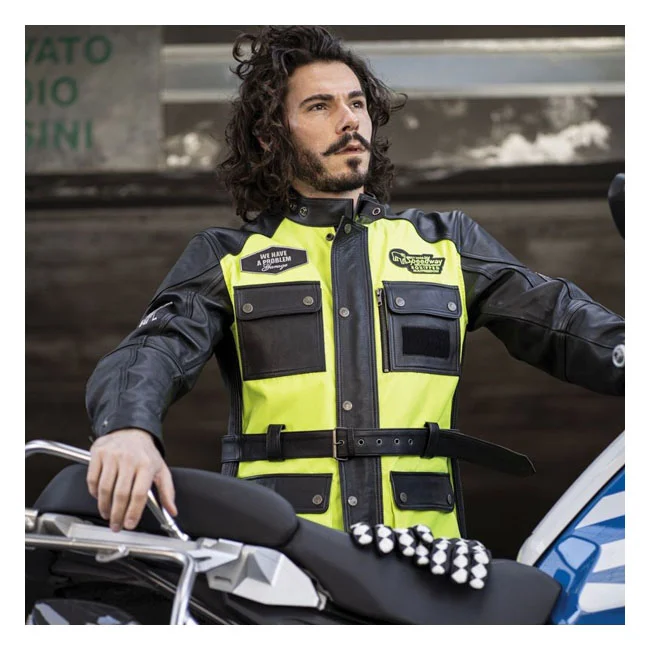 Holy Freedom Freedom Quattro Vision leather jacket black/fluo yellow