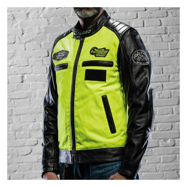Holy Freedom Freedom Zero Vision leather jacket black/fluo yellow