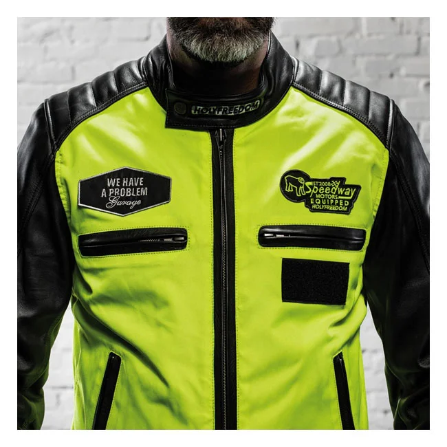 Holy Freedom Freedom Zero Vision leather jacket black/fluo yellow