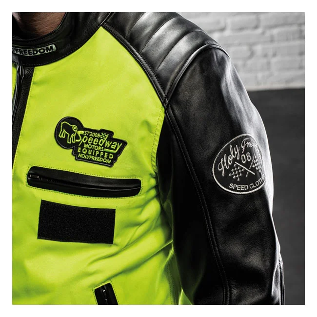 Holy Freedom Freedom Zero Vision leather jacket black/fluo yellow