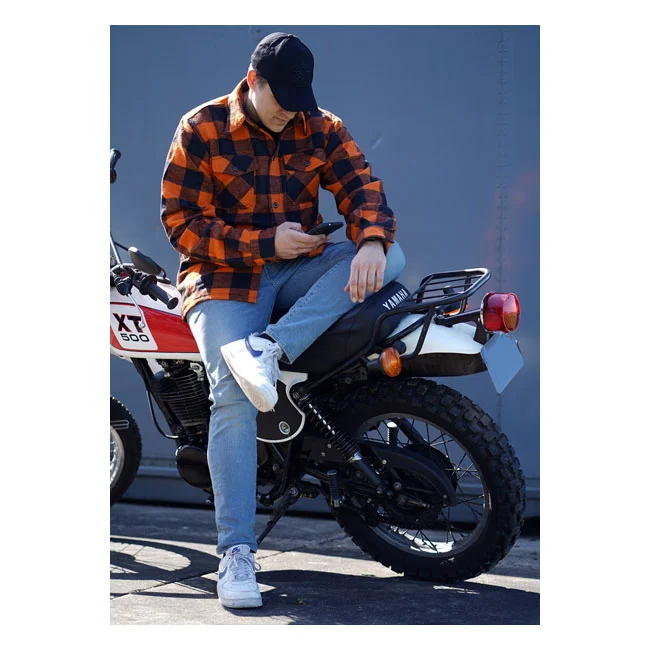 Army Surplus Lumberjack flannel shirt checkered orange/black