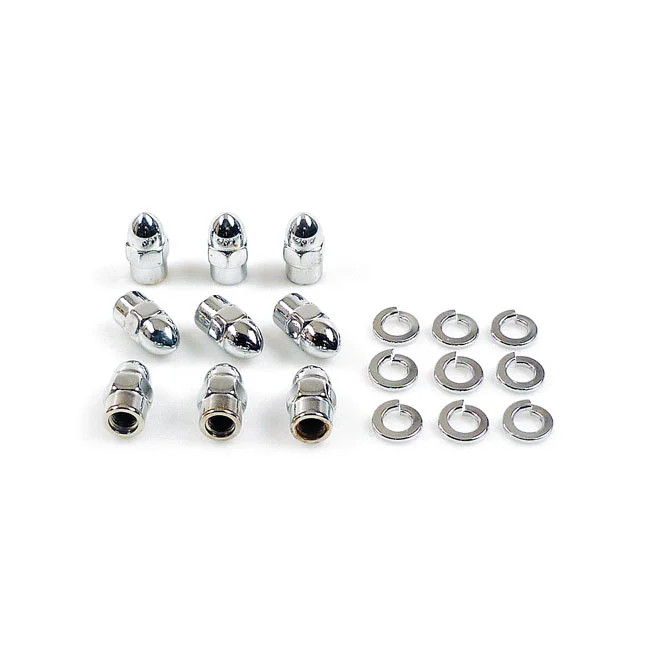 Gardner-Westcott GW, transmission side cover screw kit. Chrome Acorn