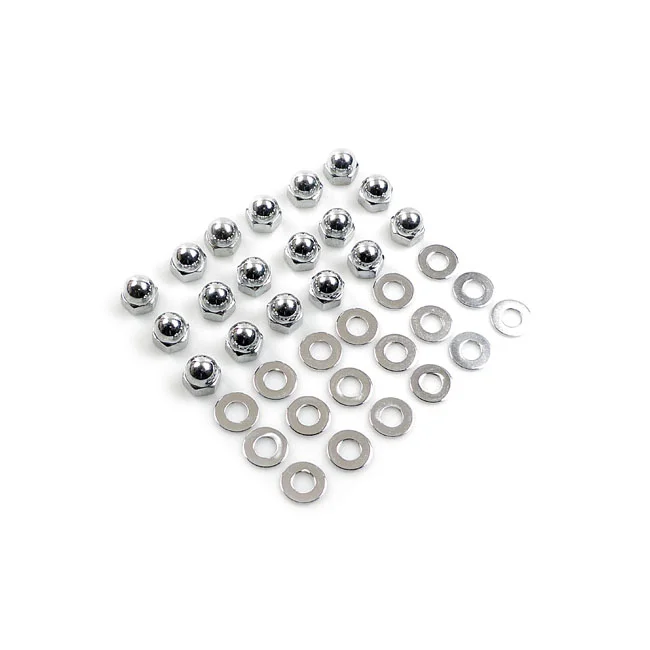 Gardner-Westcott GW, Shovel rocker box top nut kit. Chrome, low crown Acorn