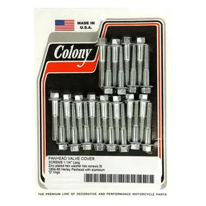 Colony Colony, Panhead rocker cover screw kit. Zinc hex. Long