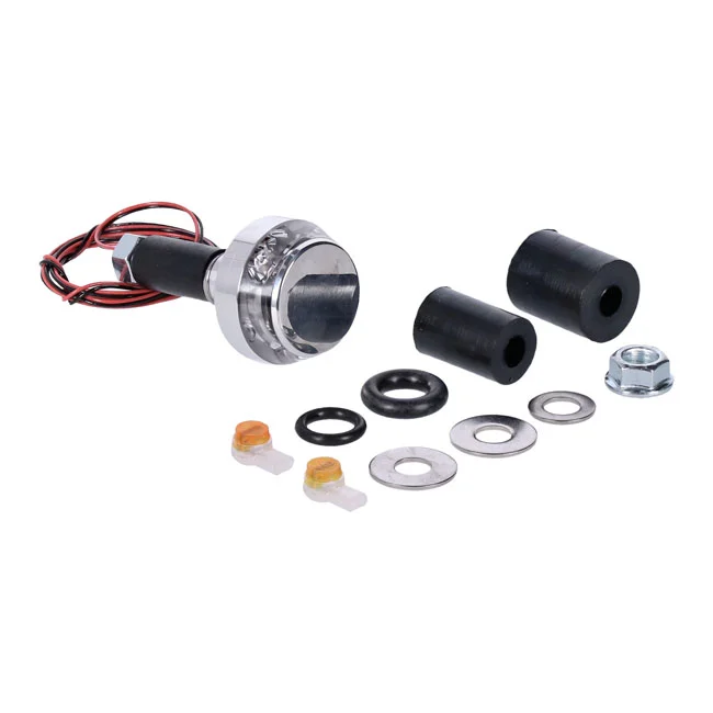 Motogadget Mo.blaze disc LED turn signal. Polished, left