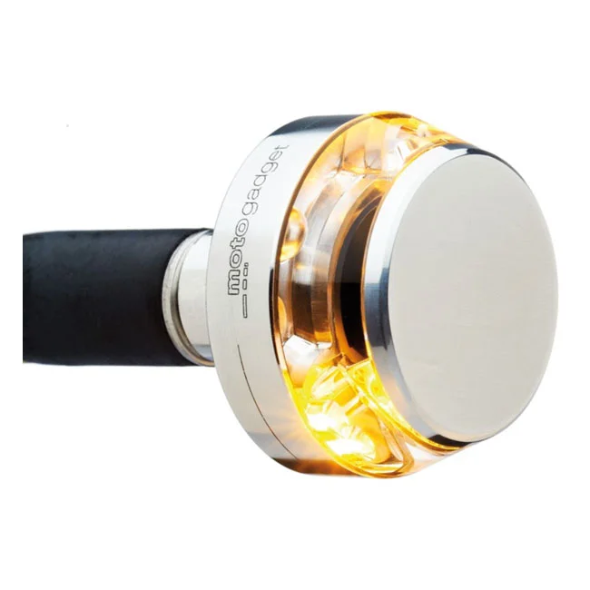 Motogadget Mo.blaze disc LED turn signal. Polished, right