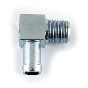 MCS Oil hose fitting, 90 degrees. 1/4" NPT to 3/8". Chrome