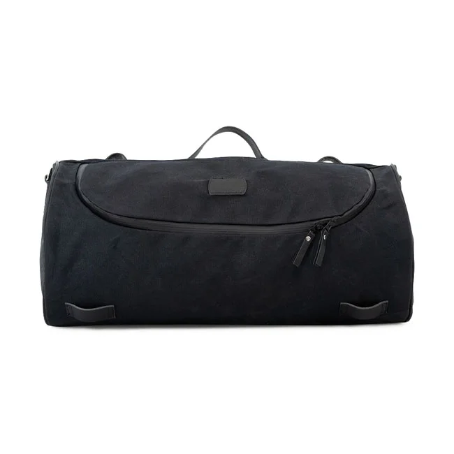 Longride Roll bag waxed cotton wide. Black wax
