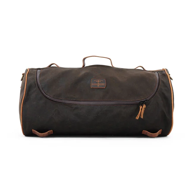 Longride Roll bag waxed cotton wide. Khaki wax