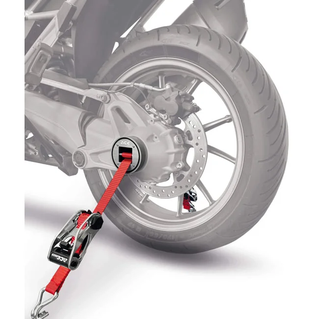 Acebikes CapStrap BMW open axle tie-down system