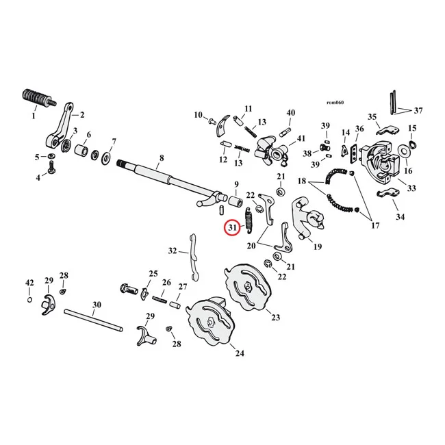 MCS Spring, worm lever clutch/shifter pawl transmission - 37222-52