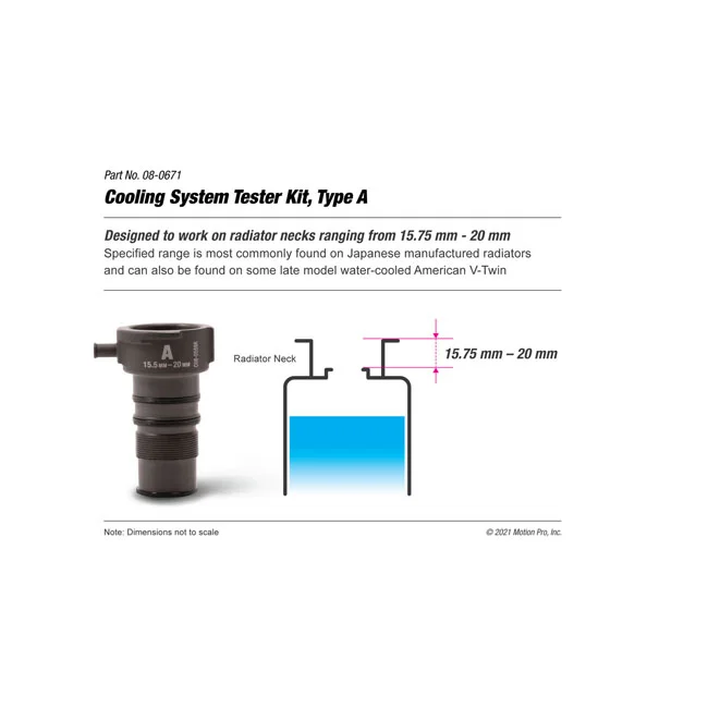 Motion Pro Pro, type A adapter for cooling system tester