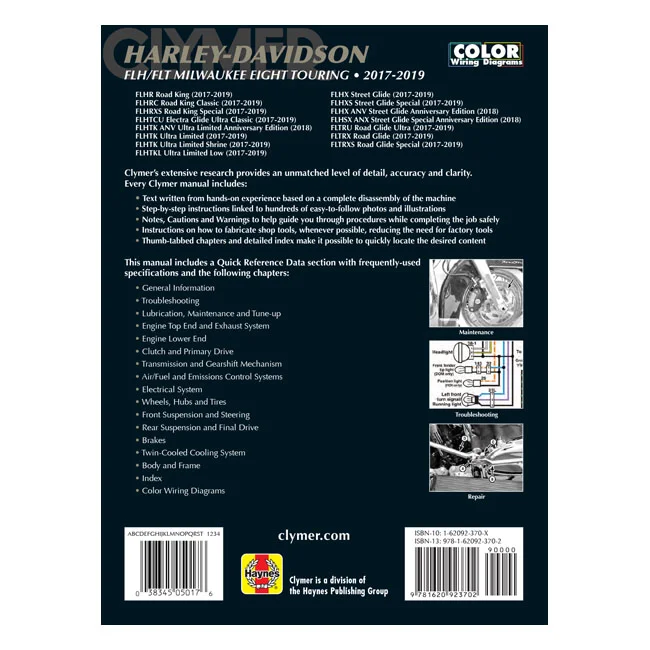 Clymer Service manual 17-19 M8 Touring models