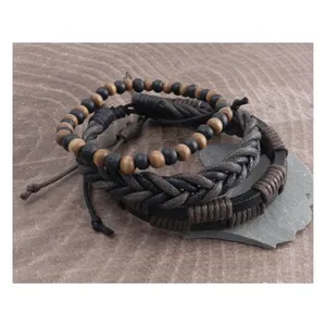 Amigaz Amigaz Rope Sliders & Wood Bead bracelet brown