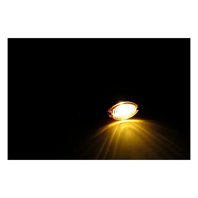 MCS Cateye mini turn signals 40mm stem, black with amber lens - 940853