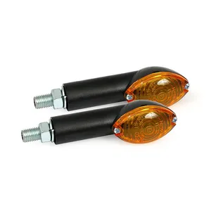 MCS Cateye mini turn signals 40mm stem, black with amber lens