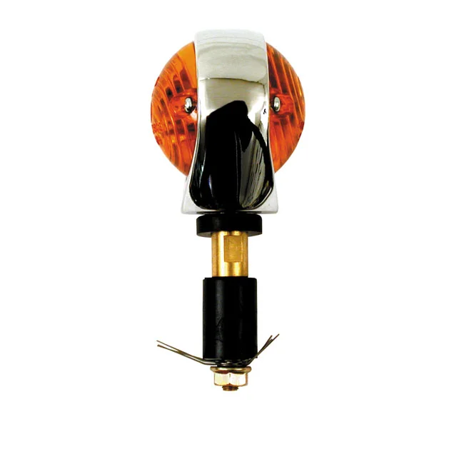 MCS Full size bulls-eye, in-bar turn signals. Chrome. Amber lens - 940912