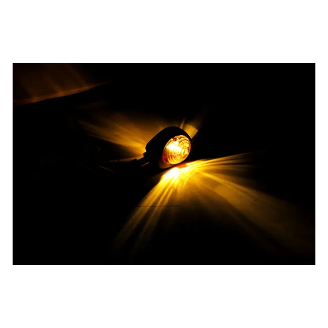 MCS Full size bulls-eye, in-bar turn signals. Black. Amber lens - 940913