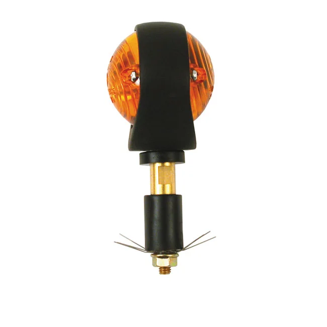 MCS Full size bulls-eye, in-bar turn signals. Black. Amber lens - 940913