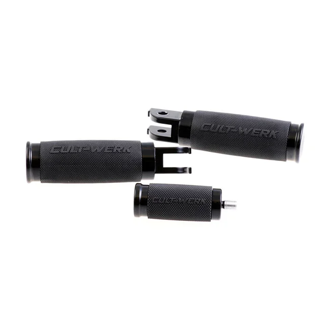 Cult-Werk ''Racing'' rider foot & shift peg set. Gloss black