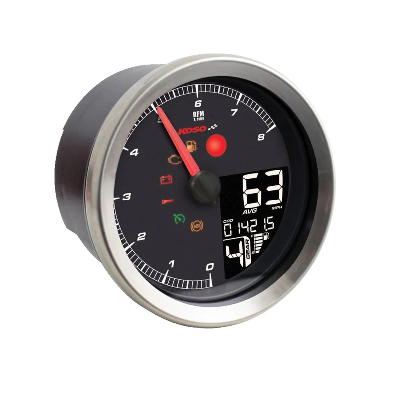 Koso HD-01-04 95mm speedometer / tachometer. Silver