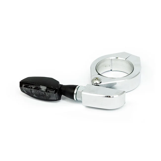 MCS Paco, turn signal fork mount kit. 35-37mm. Chrome - 943509