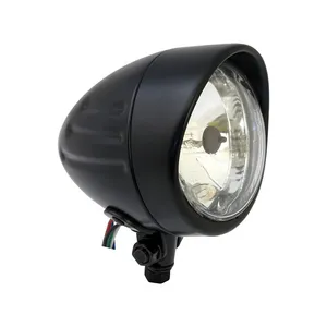 MCS Bullet 4" H4 headlamp. Ribbed & visor. Black