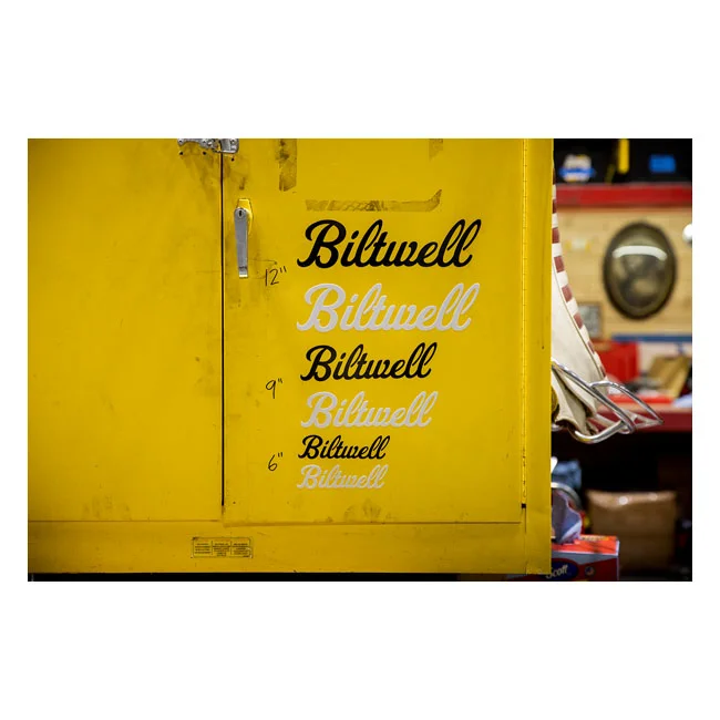 Biltwell Script sticker white 12"