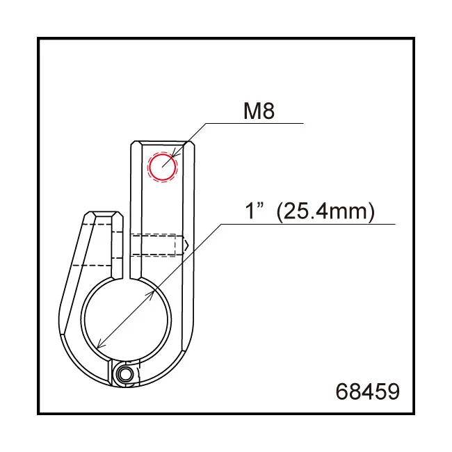 Daytona Universal bracket. Side-mount. 1" ID. M8 thread