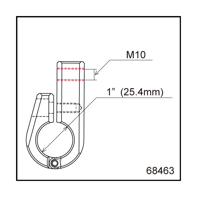 Daytona Universal bracket. Front-mount. 1" ID. M10 thread