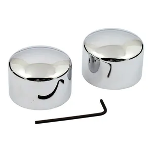 MCS Front axle nut cover kit. Chrome. Domed
