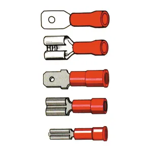 Standard Connectors, slide-on terminal PVC, crimp. Red 1/4" male