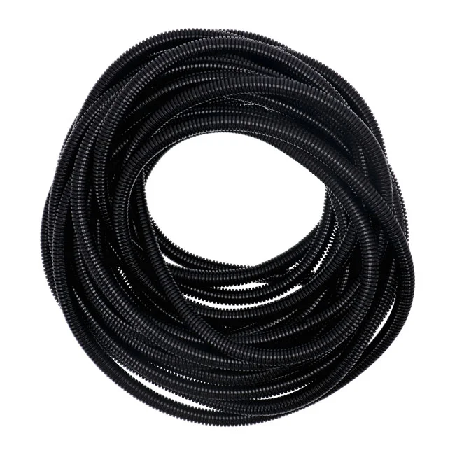 Standard PVC split wiring loom. 50ft, 7/16" I.D. (11.1mm). Black