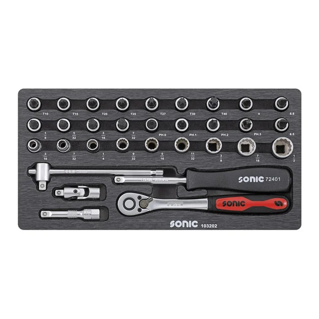 Sonic Combination socket set 1/4'''', 32-piece. US/SAE sizes