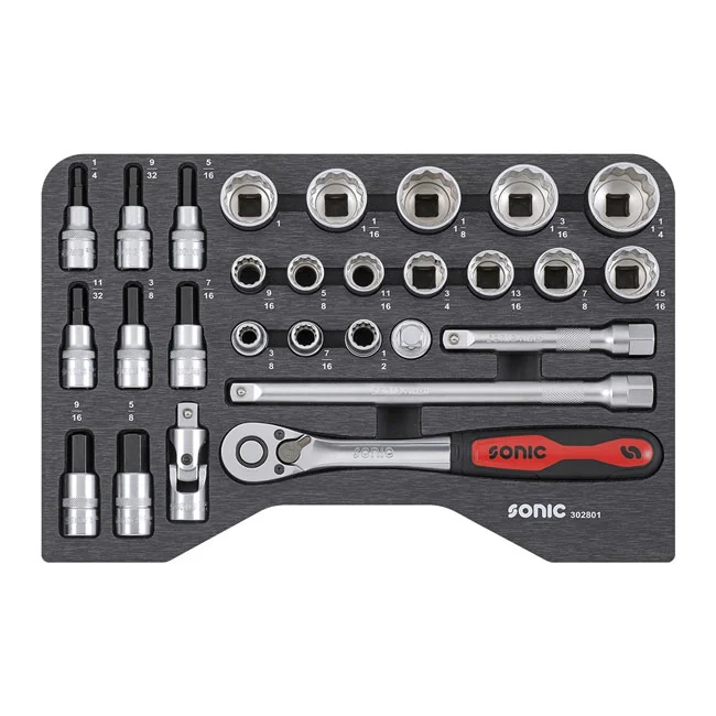 Sonic Combination socket set 1/2'''', 28-piece. US/SAE sizes