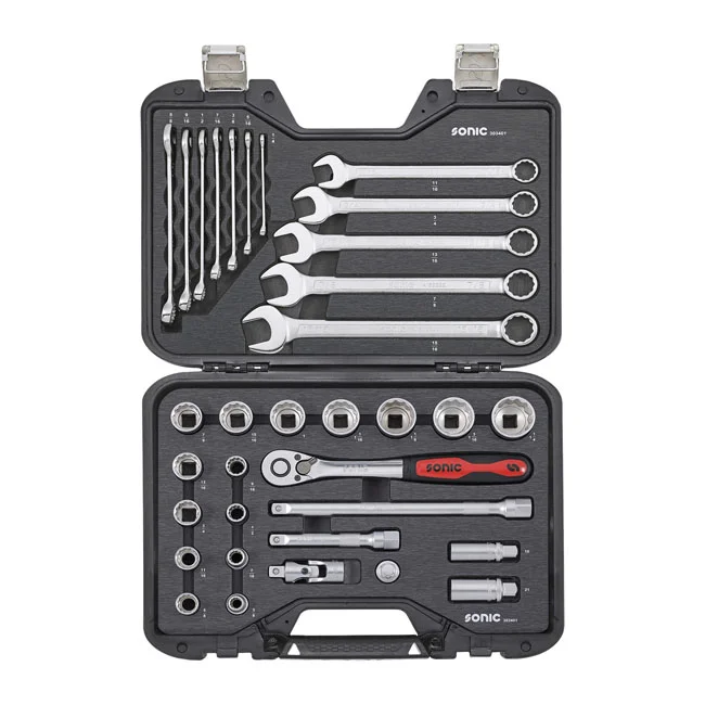 Sonic Combination socket/wrench set 1/2'''', 34-piece. US/SAE