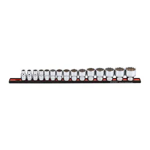 Sonic Sonic, socket set 1/2" on rail. 15-piece. US/SAE
