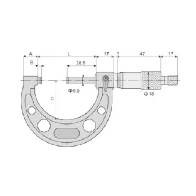 MIB Outside micrometer, DIN 863. 0-25mm