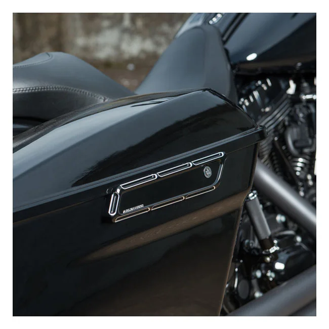 Arlen Ness Ness, saddlebag latch cover set. Beveled, black CC