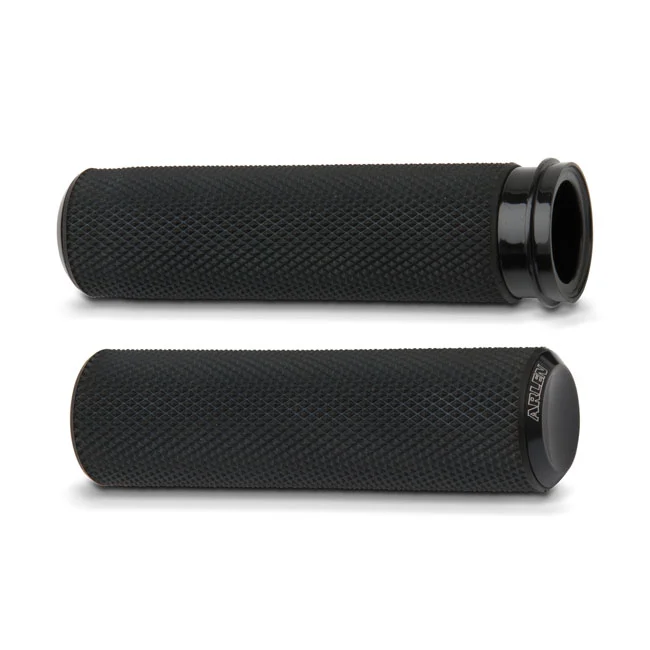 Arlen Ness GRIPS - KNURLED - TBW - BLACK