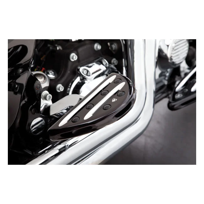 Arlen Ness Deep Cut passenger floorboards. Black