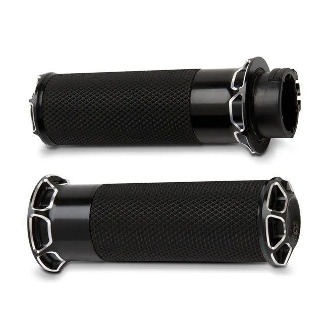 Arlen Ness GRIPS - BEVELLED - TBW - BLACK