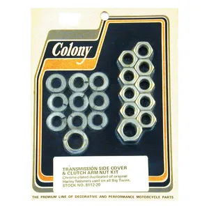 Colony Colony, transmission side cover nut kit. Chrome Hex