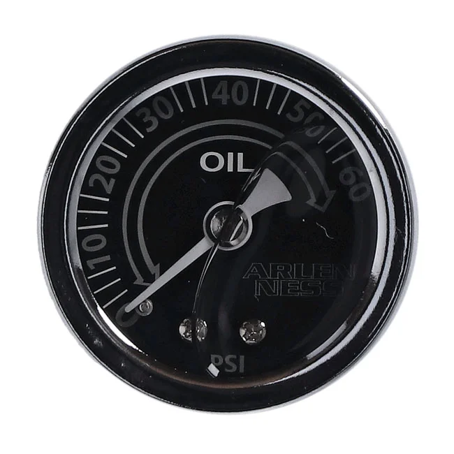 Arlen Ness Ness, 1-1/2" oil pressure gauge. Gray