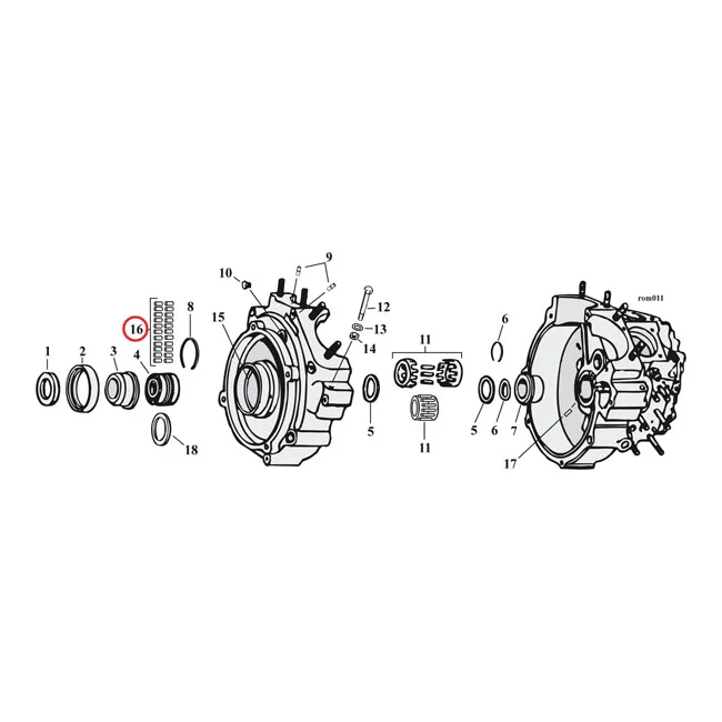 MCS Pinion shaft (right side) crankcase/wheel rollers, +.0002" - 9221A
